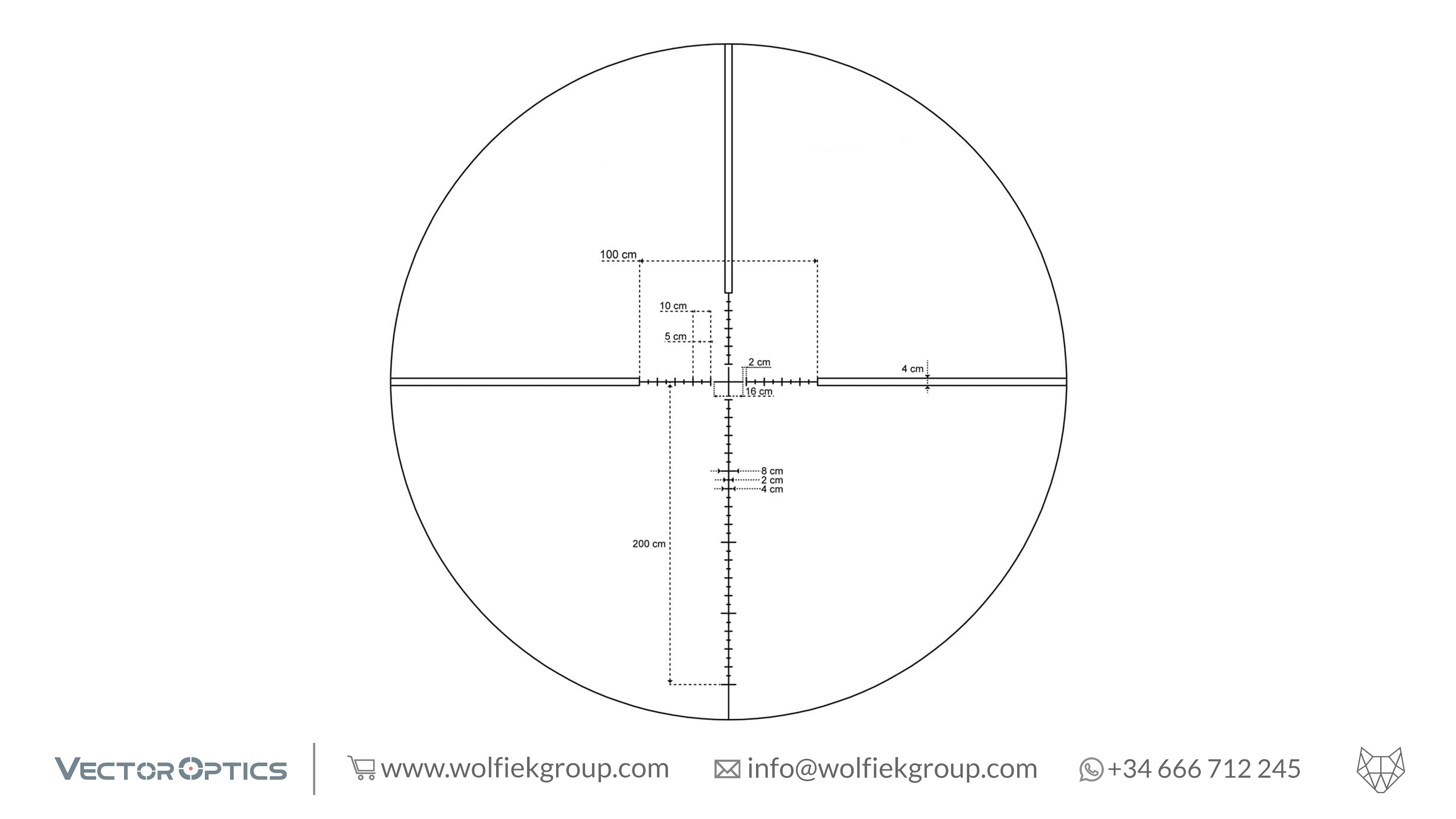 Reticle diagram with its measurements